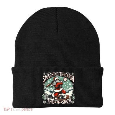 Baseball Player Christmas Santa Smashing Through The Snow  Beanie