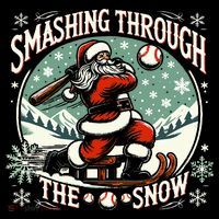 Baseball Player Christmas Santa Smashing Through The Snow  Women's Hoodie thumb 2