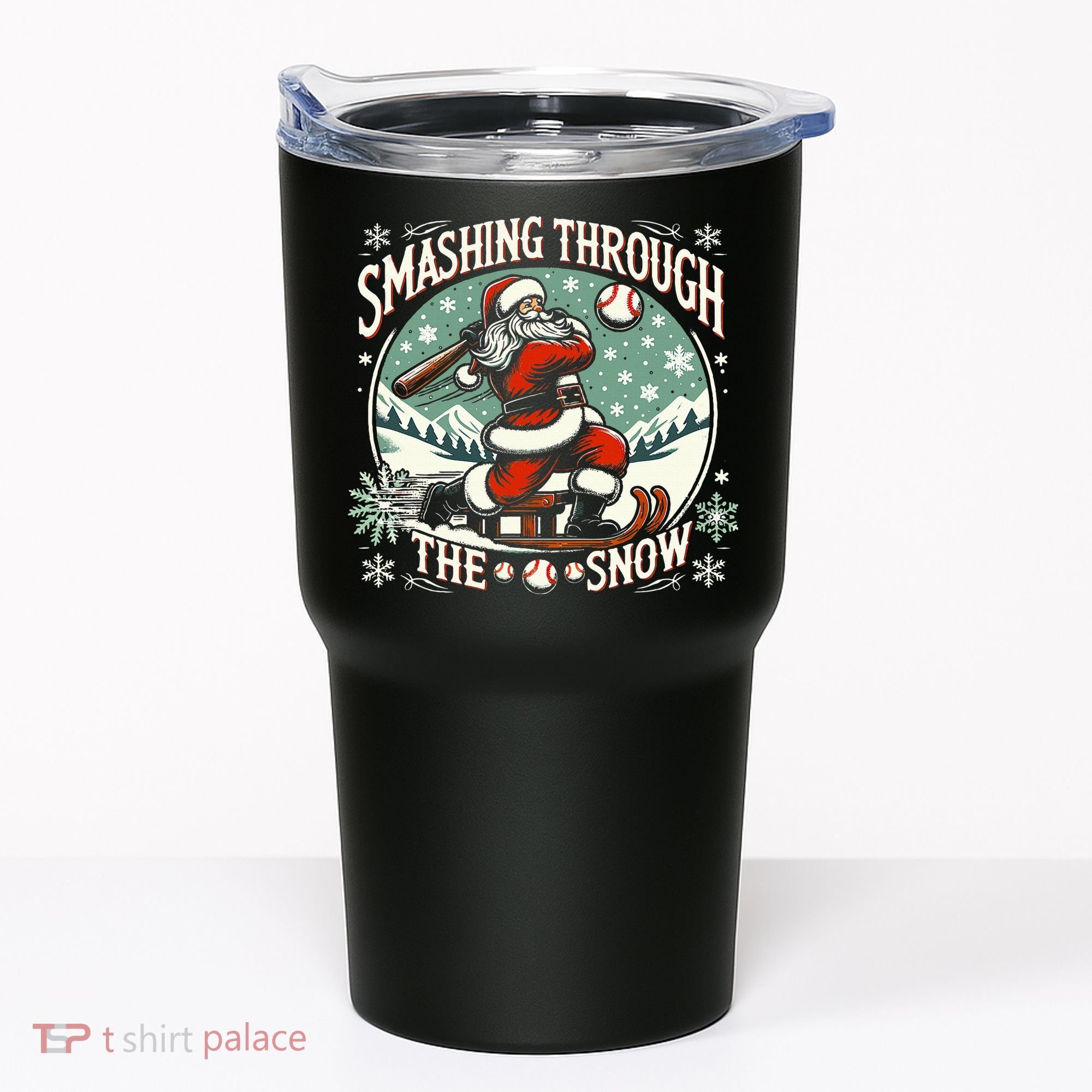 Baseball Player Christmas Santa Smashing Through The Snow  Tumbler