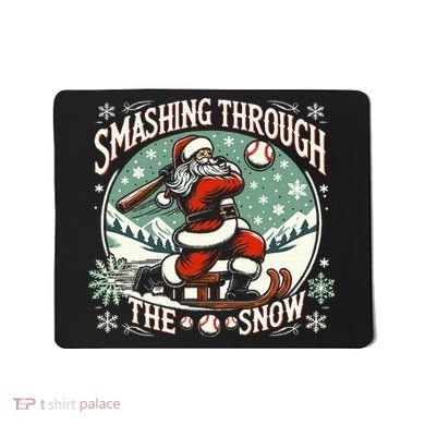 Baseball Player Christmas Santa Smashing Through The Snow  Mousepad