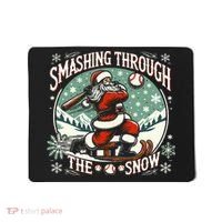 Baseball Player Christmas Santa Smashing Through The Snow  Mousepad thumb 0