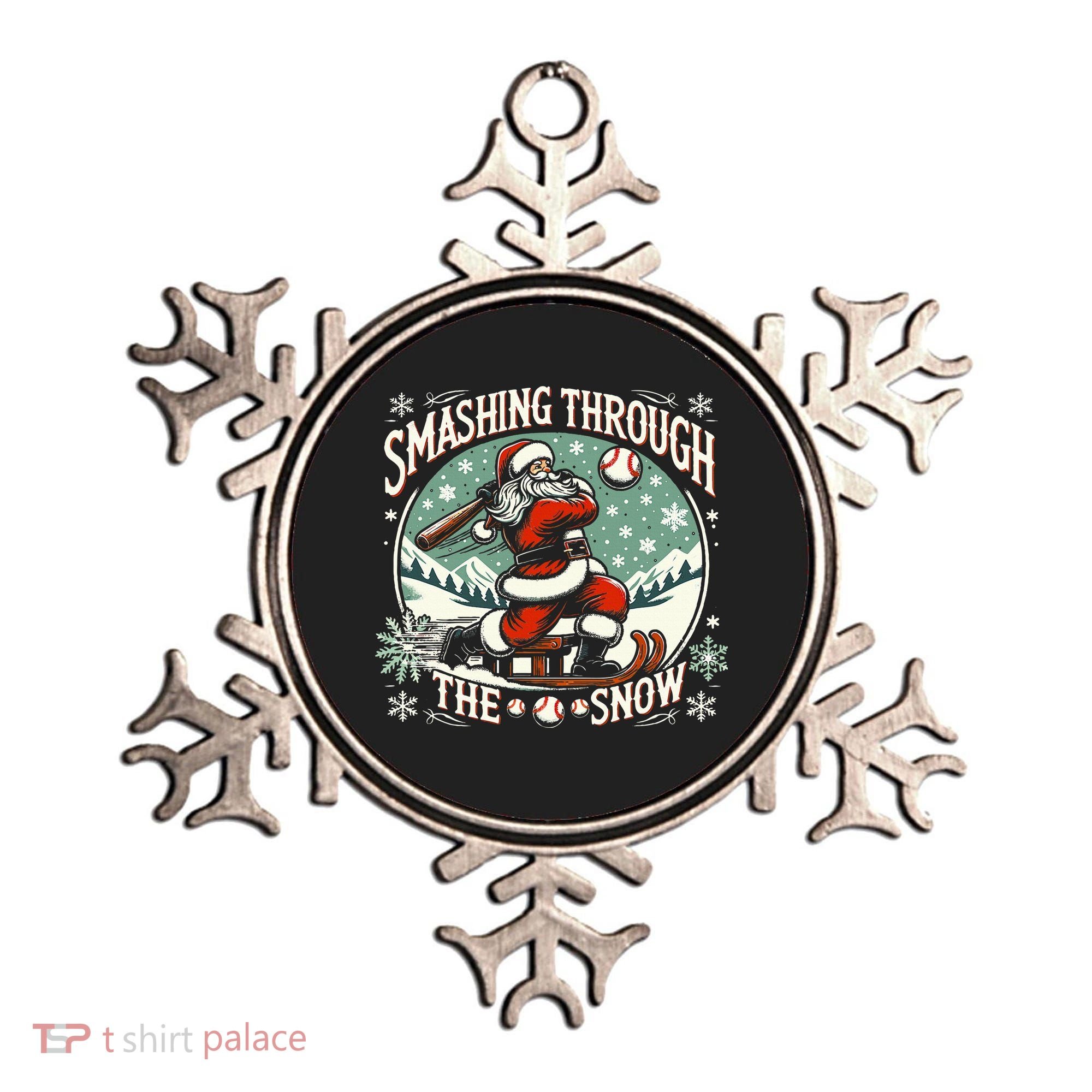Baseball Player Christmas Santa Smashing Through The Snow  Ornament