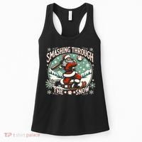 Baseball Player Christmas Santa Smashing Through The Snow  Women's Tank Top thumb 0