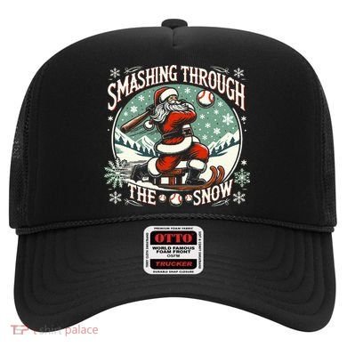 Baseball Player Christmas Santa Smashing Through The Snow  Hat