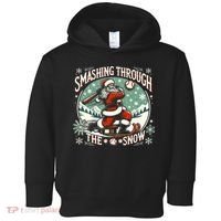 Baseball Player Christmas Santa Smashing Through The Snow  Toddler Hoodie thumb 0