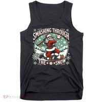 Baseball Player Christmas Santa Smashing Through The Snow  Tank Top thumb 0