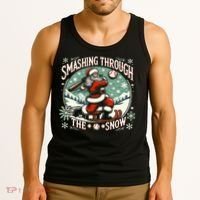 Baseball Player Christmas Santa Smashing Through The Snow  Tank Top thumb 3