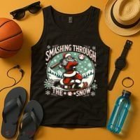Baseball Player Christmas Santa Smashing Through The Snow  Tank Top thumb 4