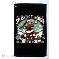 Baseball Player Christmas Santa Smashing Through The Snow  Golf Towel thumb 0