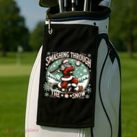 Baseball Player Christmas Santa Smashing Through The Snow  Golf Towel thumb 2