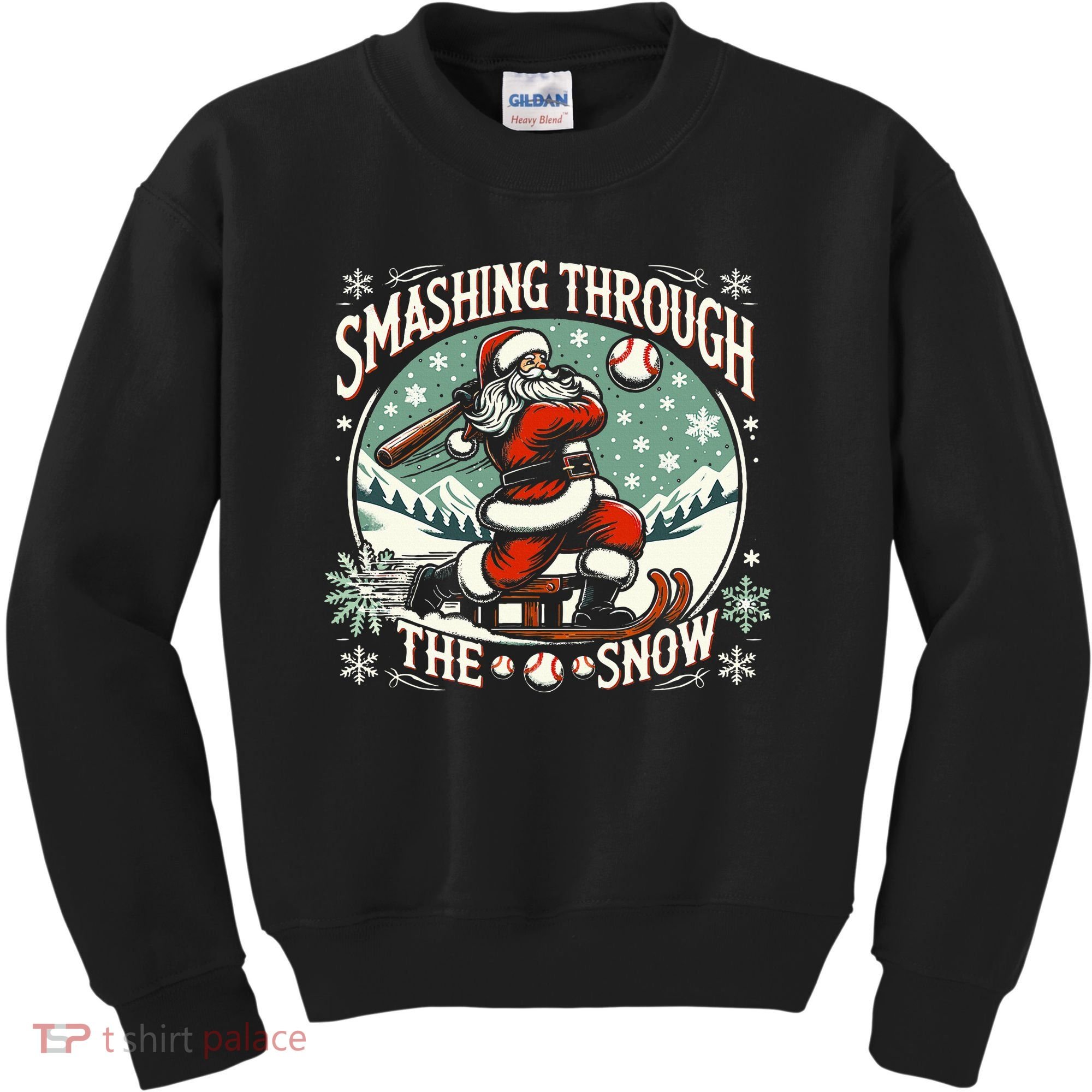 Baseball Player Christmas Santa Smashing Through The Snow  Kids Sweatshirt