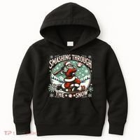 Baseball Player Christmas Santa Smashing Through The Snow  Kids Hoodie thumb 0