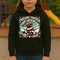 Baseball Player Christmas Santa Smashing Through The Snow  Kids Hoodie thumb 3