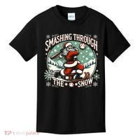 Baseball Player Christmas Santa Smashing Through The Snow  Kids T-Shirt thumb 0