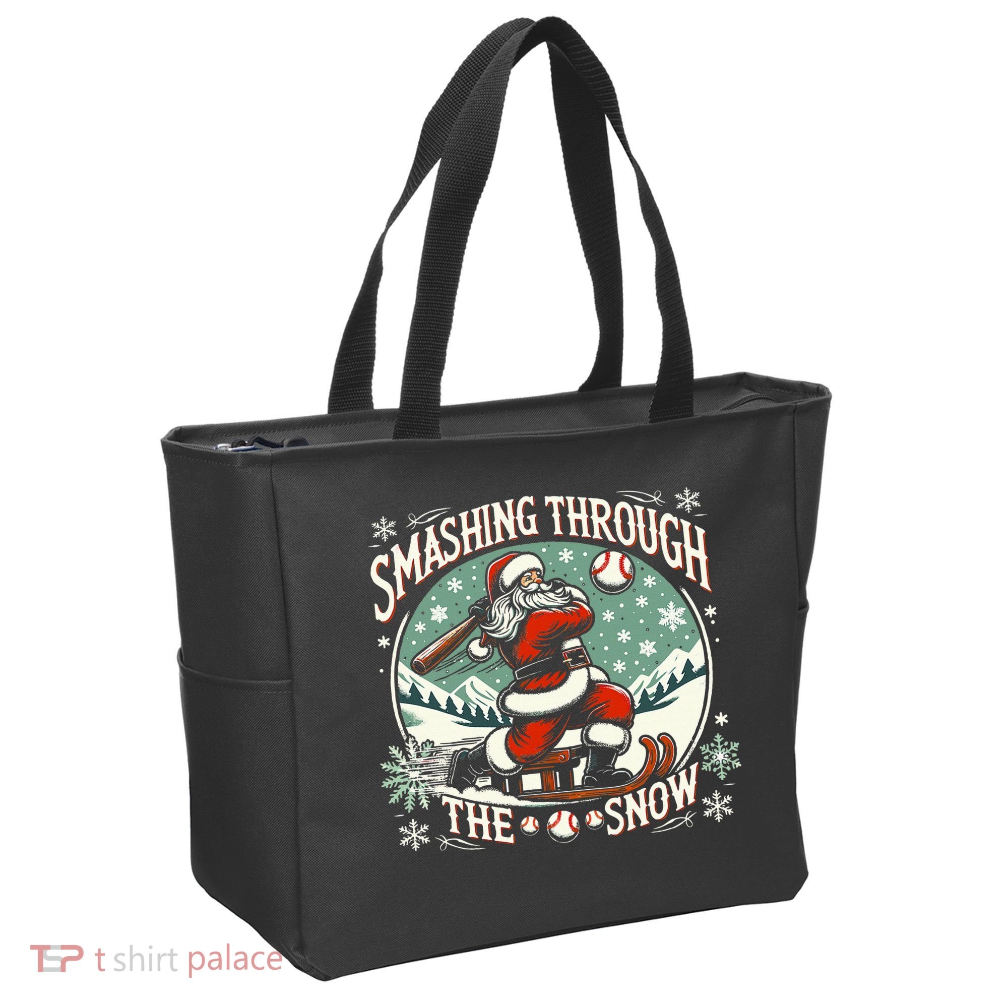 Baseball Player Christmas Santa Smashing Through The Snow  Tote Bag