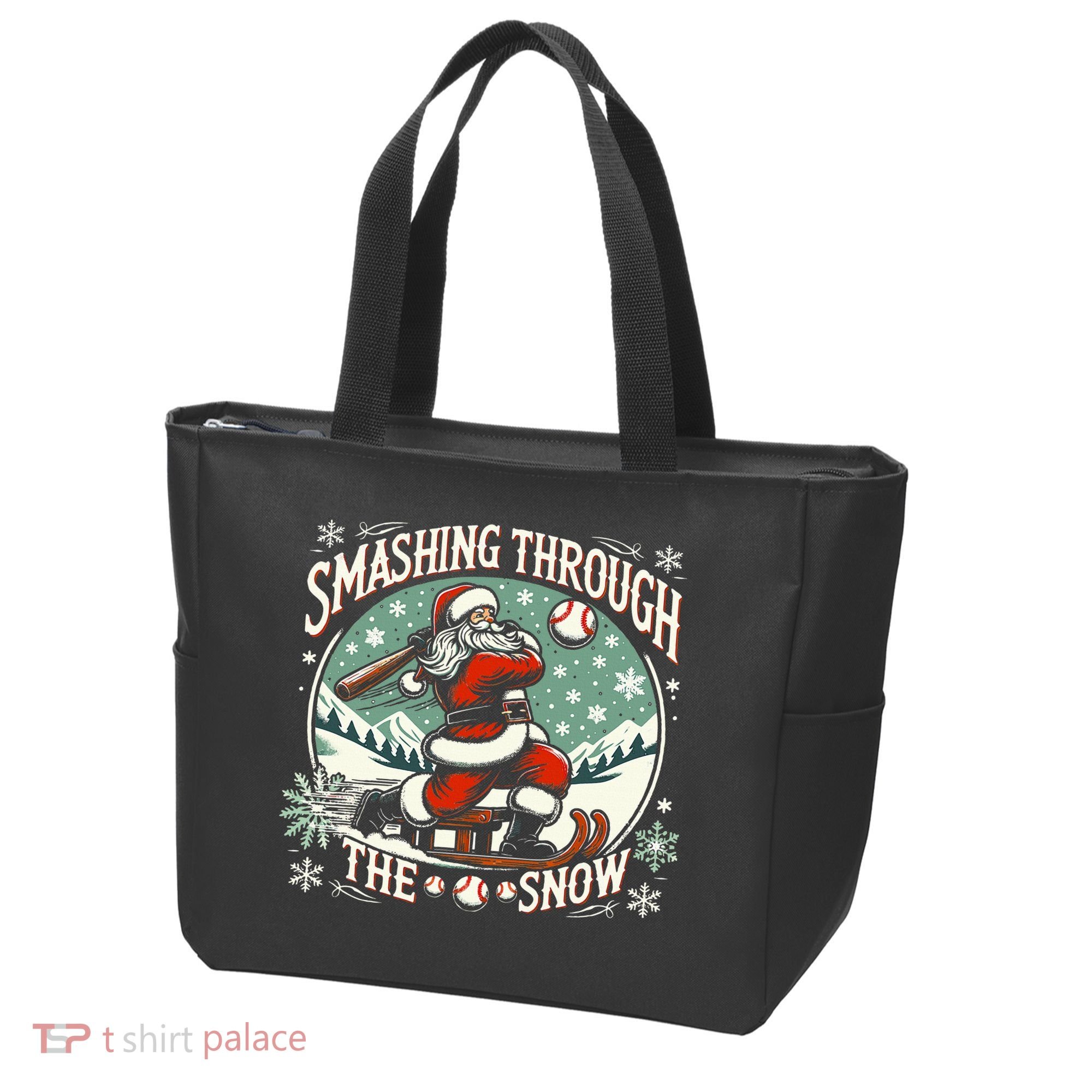 Baseball Player Christmas Santa Smashing Through The Snow  Tote Bag