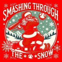 Baseball Player Christmas Santa Smashing Through The Snow  Santa Hat thumb 1