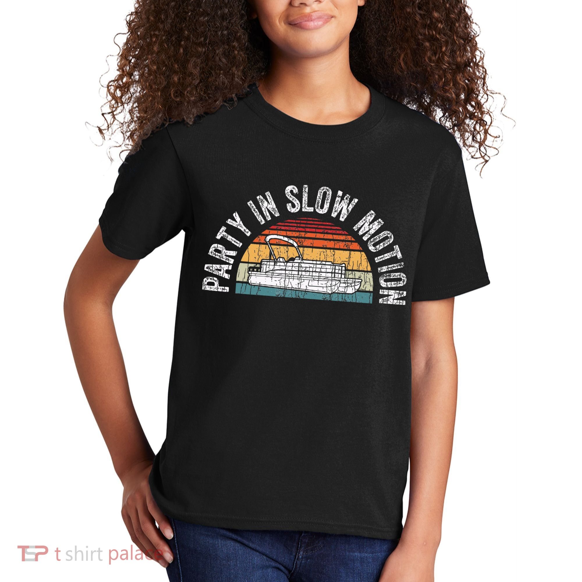 Best Pontoon Captain Gifts Boat Party In Slow Motion Kids T-Shirt