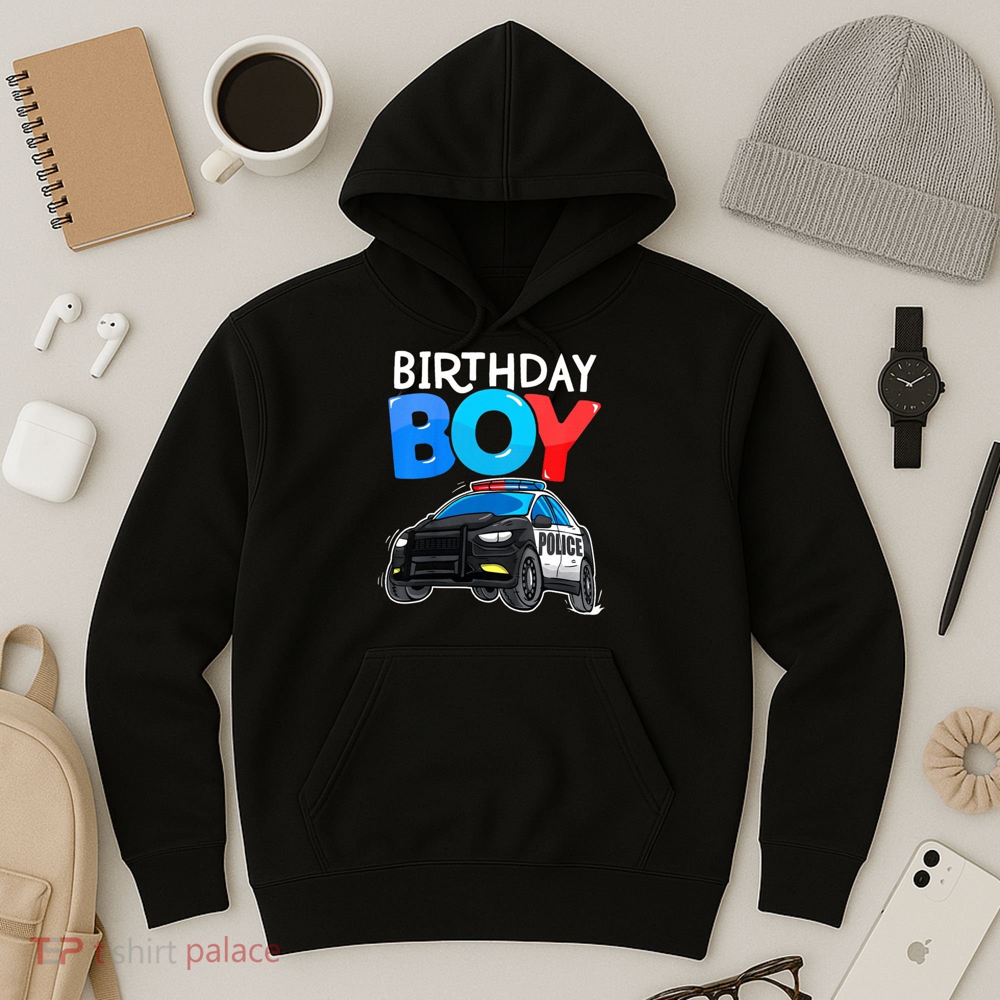 Birthday Police Car Policeman Theme Birthday Hoodie