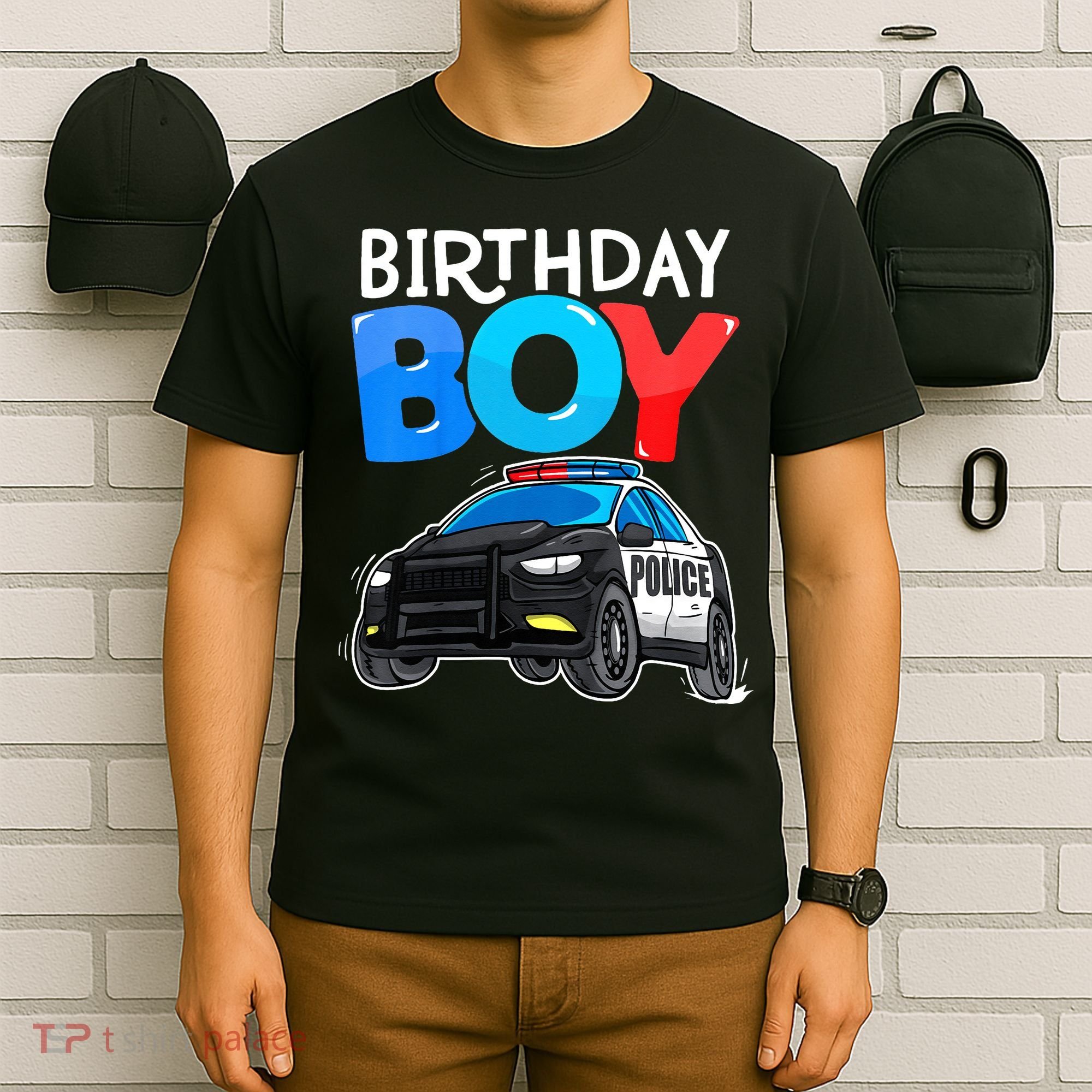 Birthday Police Car Policeman Theme Birthday T-Shirt
