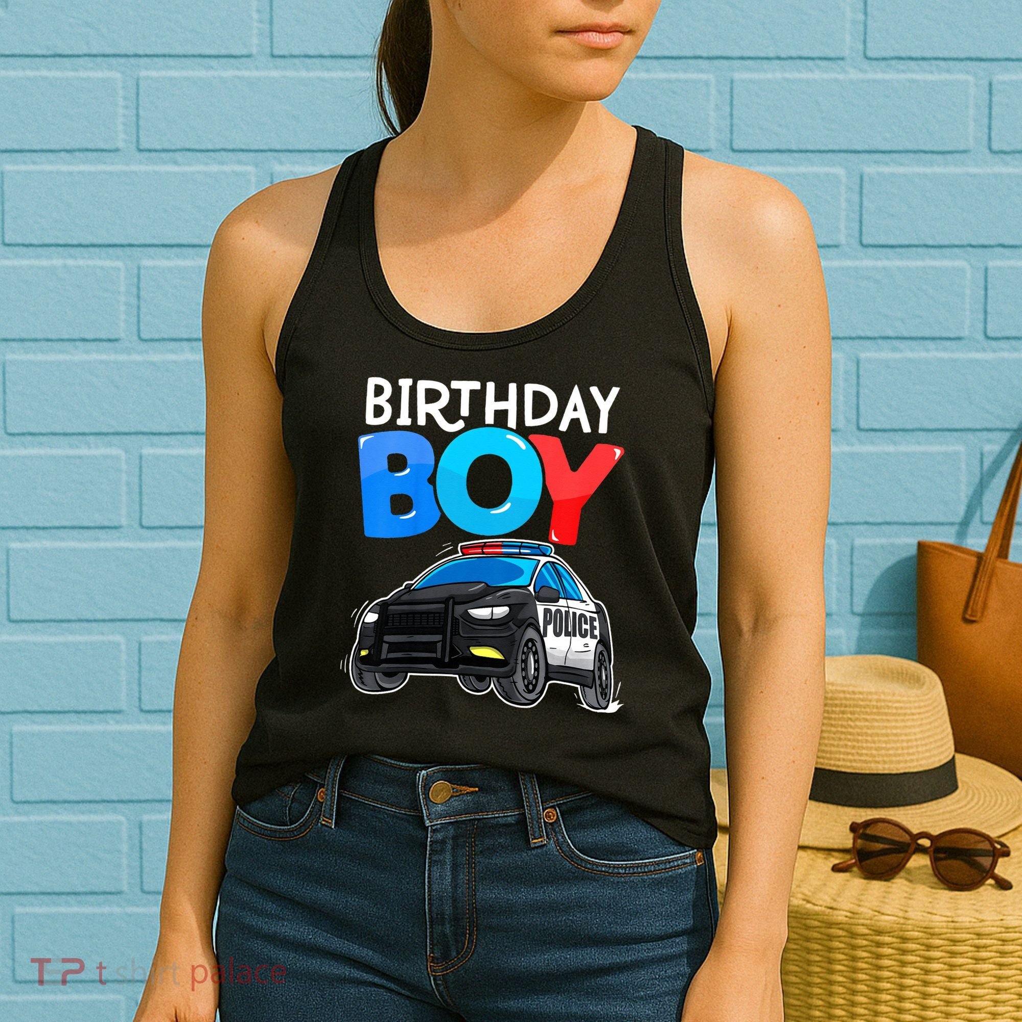 Birthday Police Car Policeman Theme Birthday Women's Tank Top