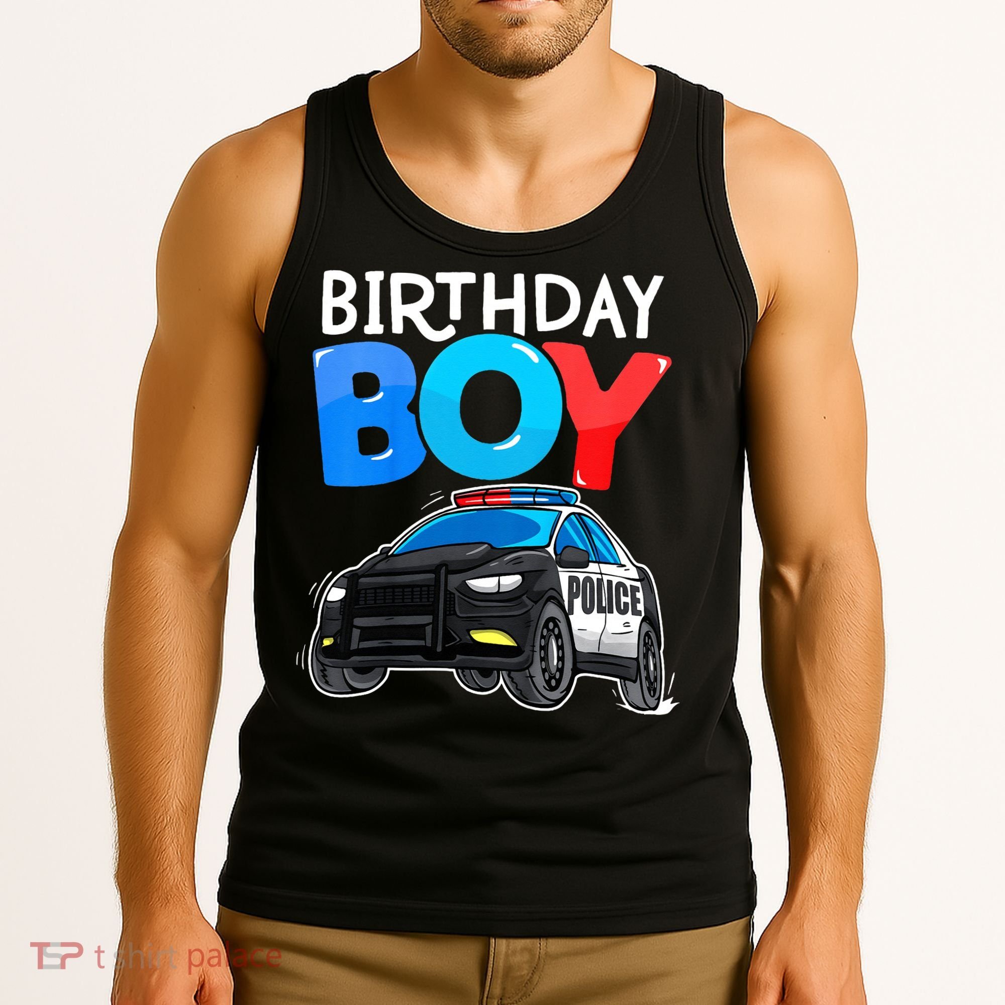 Birthday Police Car Policeman Theme Birthday Tank Top