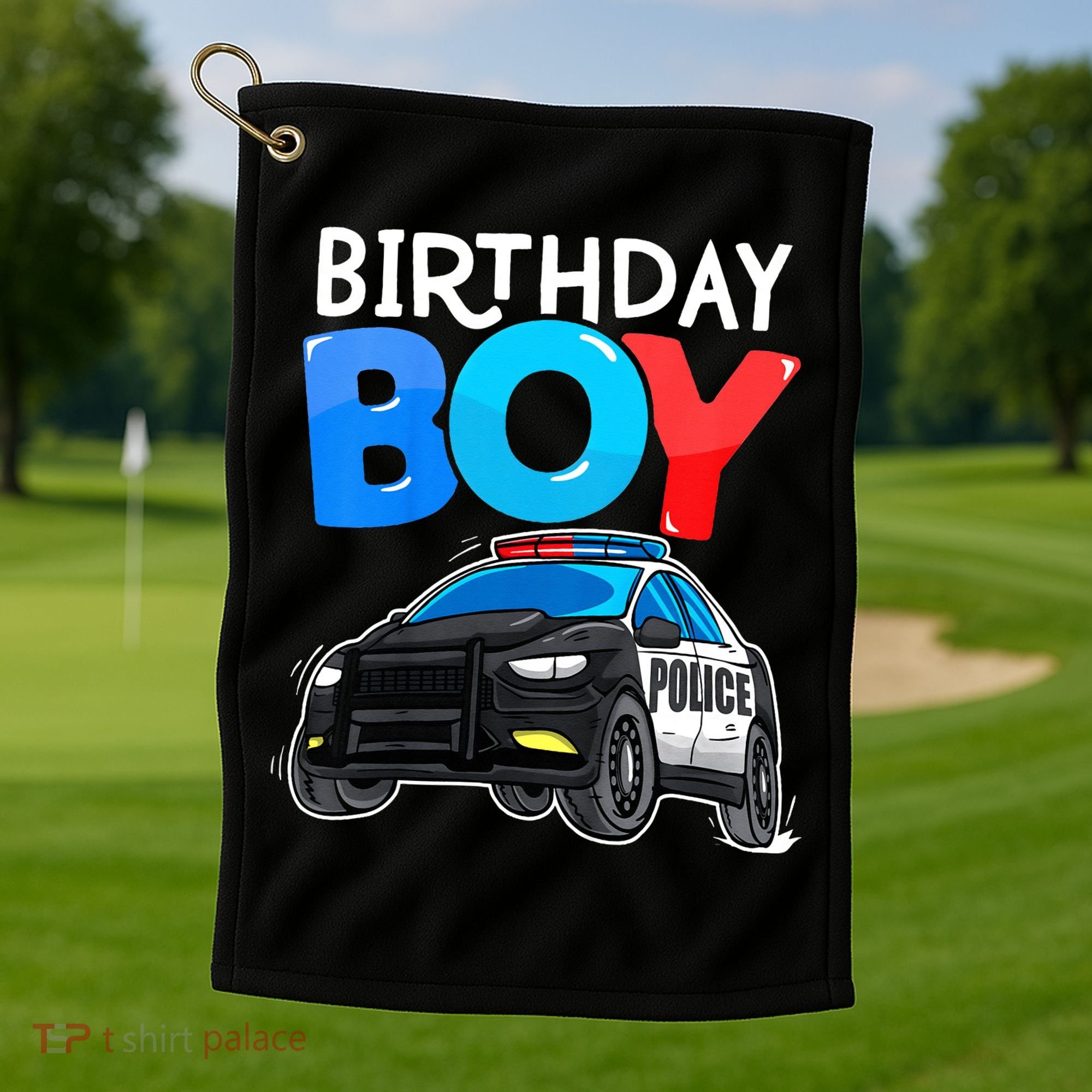 Birthday Police Car Policeman Theme Birthday Golf Towel