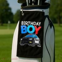 Birthday Police Car Policeman Theme Birthday Golf Towel thumb 2