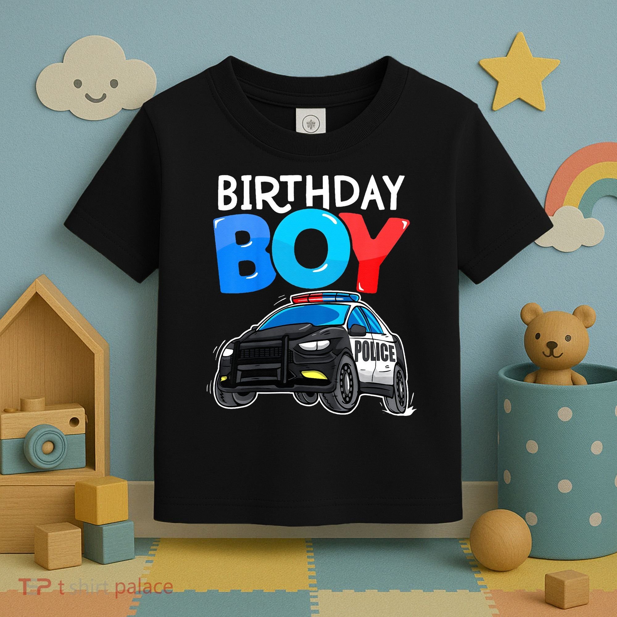Birthday Police Car Policeman Theme Birthday Toddler T-Shirt