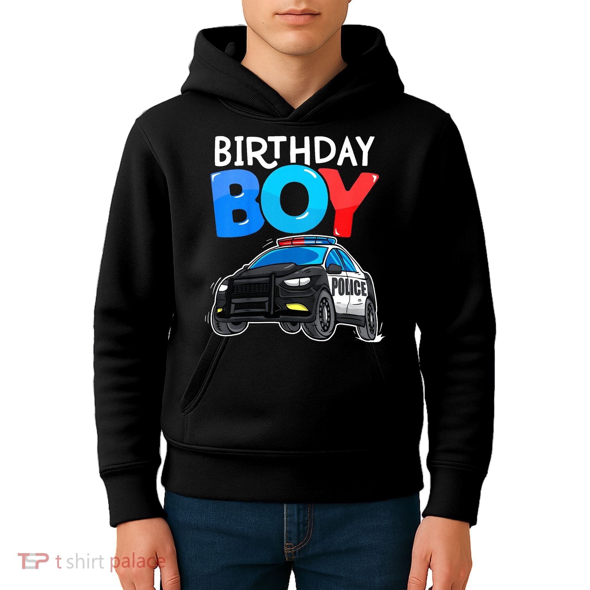 Birthday Police Car Policeman Theme Birthday Kids Hoodie