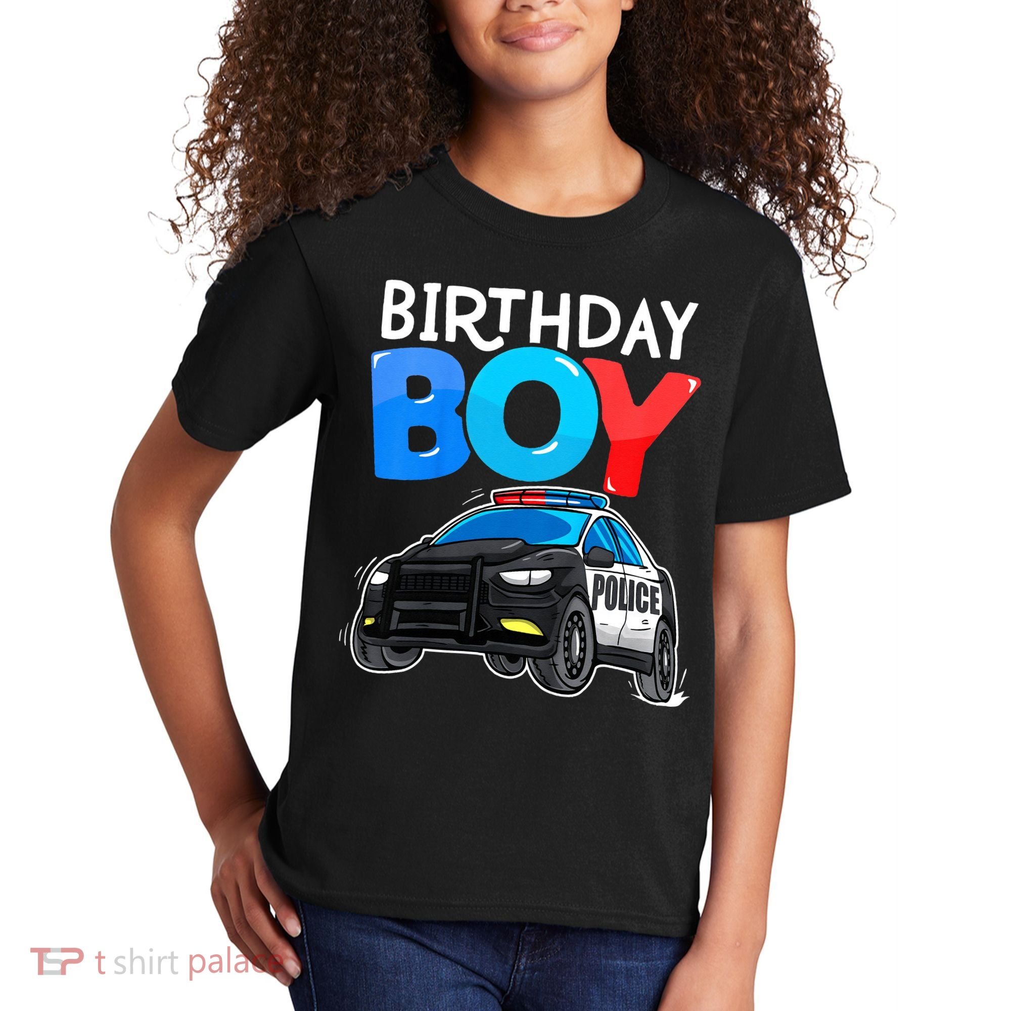 Birthday Police Car Policeman Theme Birthday Kids T-Shirt