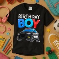 Birthday Police Car Policeman Theme Birthday Kids T-Shirt thumb 3