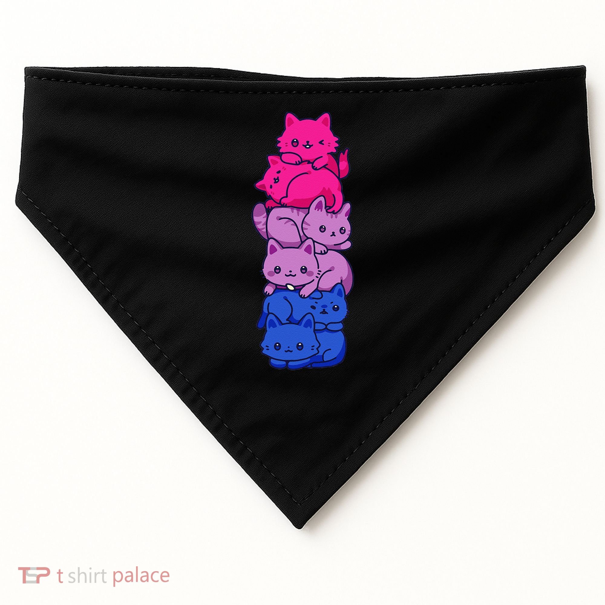 Bi Pride Cat LGBT Bisexual Flag Cute Kawaii Cats Pile Gift USA-Made Doggie Bandana