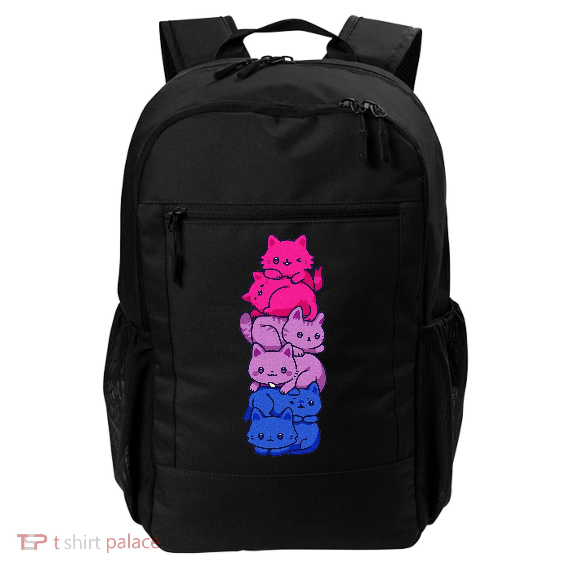 Bi Pride Cat LGBT Bisexual Flag Cute Kawaii Cats Pile Gift Backpack