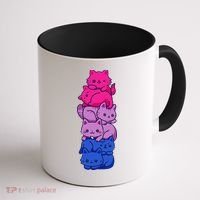 Bi Pride Cat LGBT Bisexual Flag Cute Kawaii Cats Pile Gift Coffee Mug thumb 1