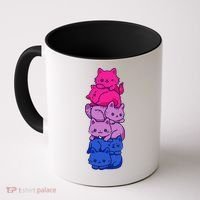 Bi Pride Cat LGBT Bisexual Flag Cute Kawaii Cats Pile Gift Coffee Mug thumb 0