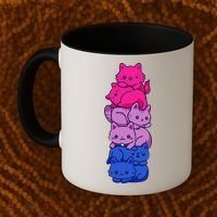 Bi Pride Cat LGBT Bisexual Flag Cute Kawaii Cats Pile Gift Coffee Mug thumb 2