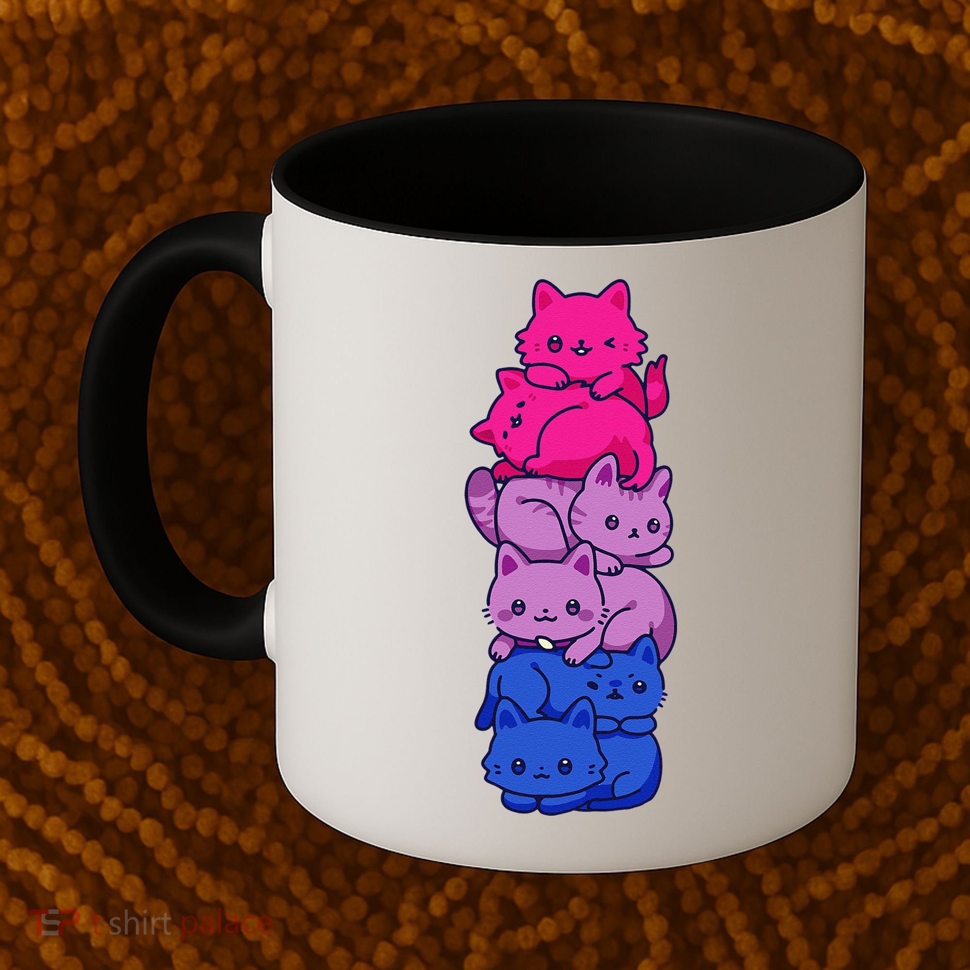 Bi Pride Cat LGBT Bisexual Flag Cute Kawaii Cats Pile Gift Coffee Mug