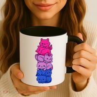 Bi Pride Cat LGBT Bisexual Flag Cute Kawaii Cats Pile Gift Coffee Mug thumb 3