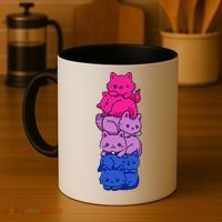 Bi Pride Cat LGBT Bisexual Flag Cute Kawaii Cats Pile Gift Coffee Mug thumb 4