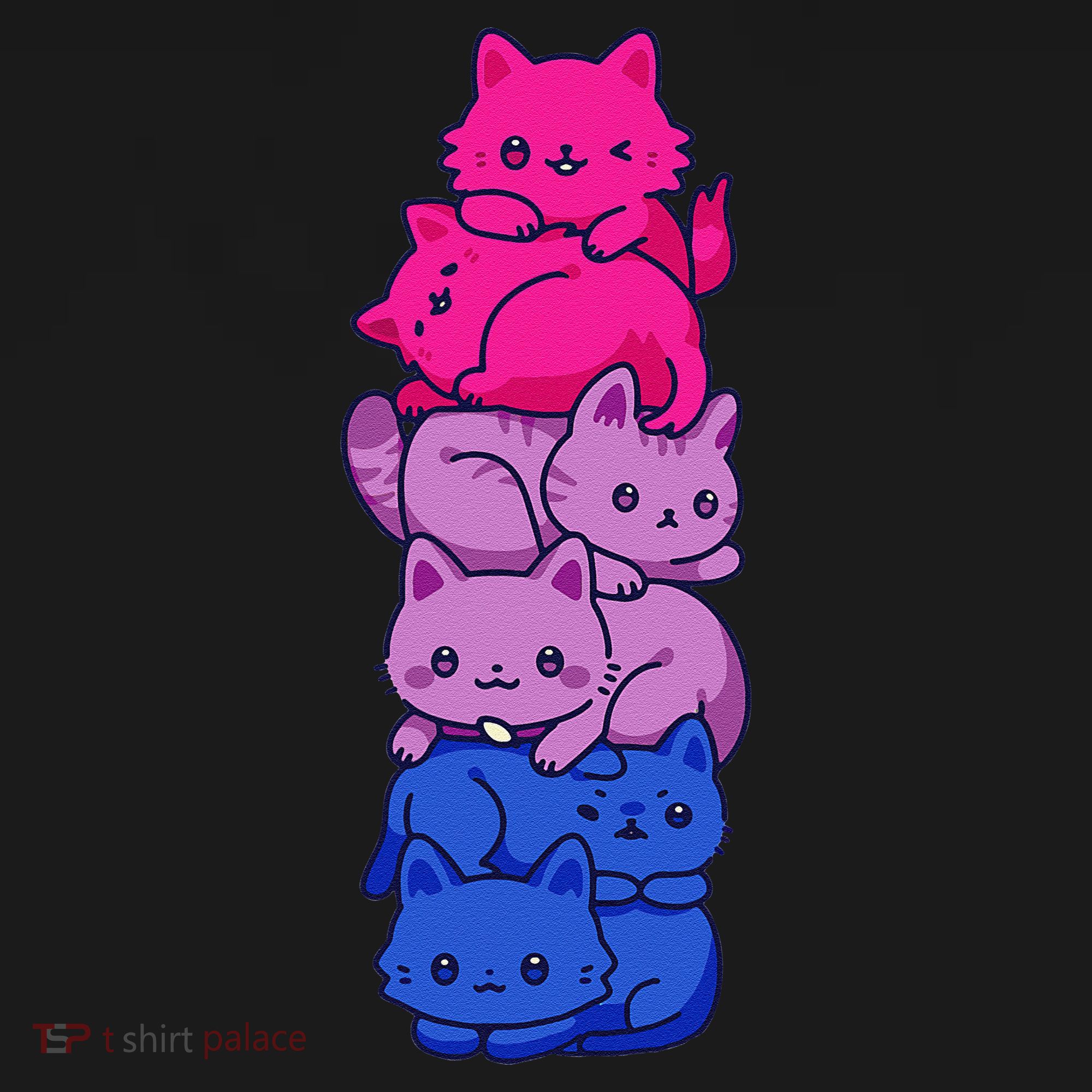 Bi Pride Cat LGBT Bisexual Flag Cute Kawaii Cats Pile Gift Coaster