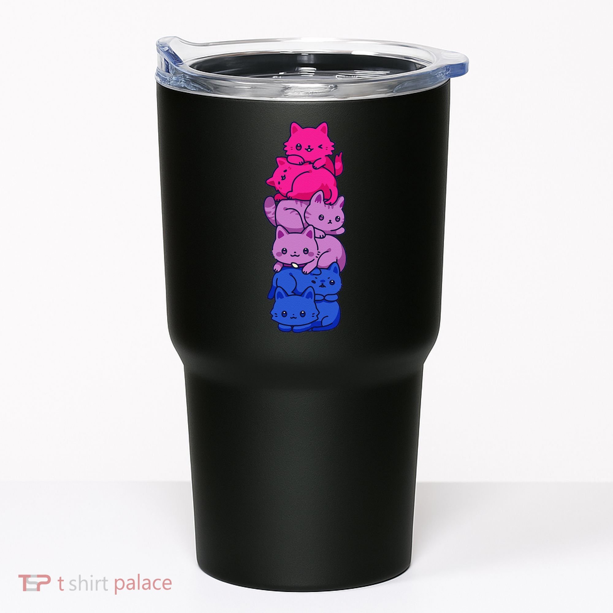 Bi Pride Cat LGBT Bisexual Flag Cute Kawaii Cats Pile Gift Tumbler
