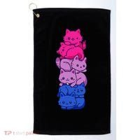 Bi Pride Cat LGBT Bisexual Flag Cute Kawaii Cats Pile Gift Golf Towel thumb 0