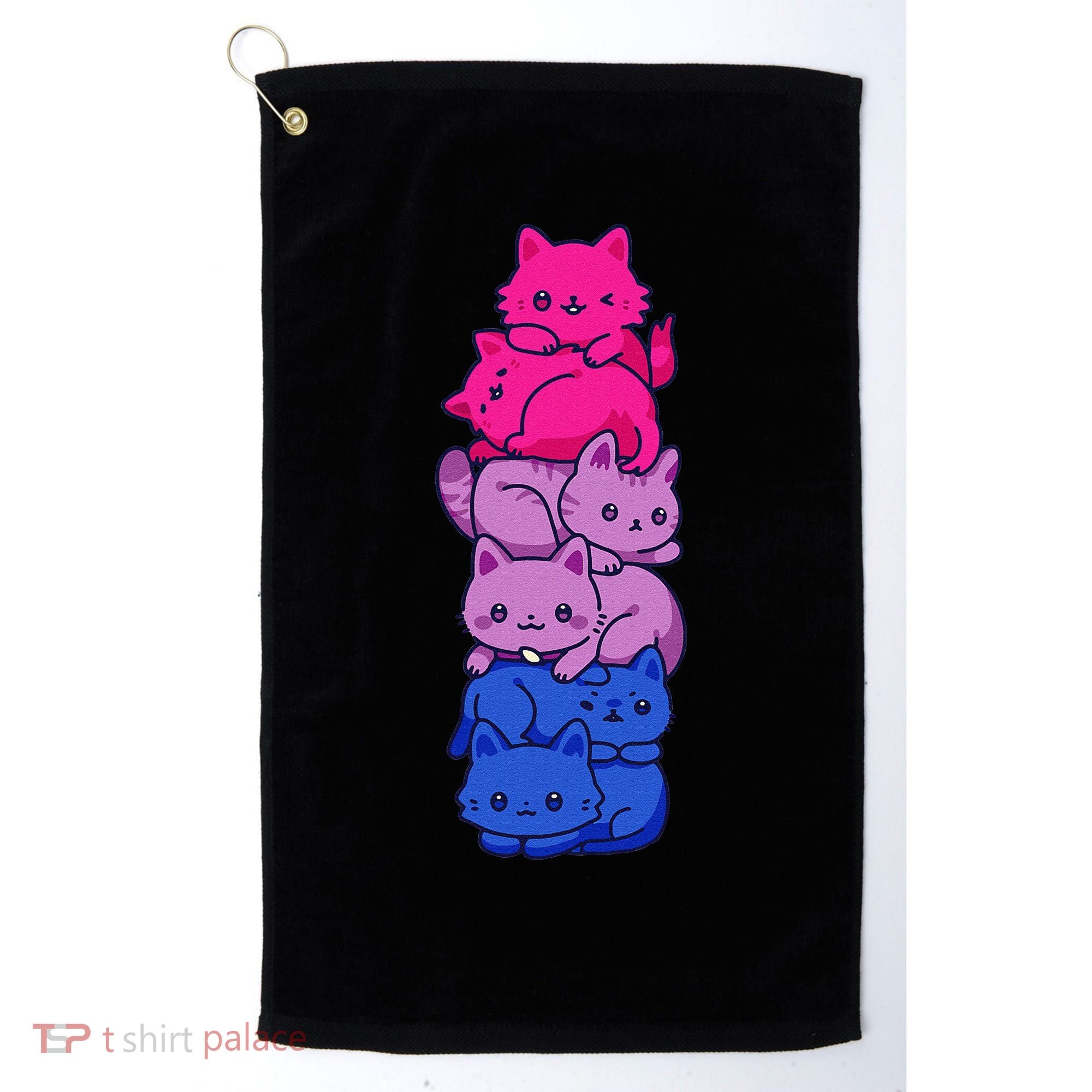 Bi Pride Cat LGBT Bisexual Flag Cute Kawaii Cats Pile Gift Golf Towel