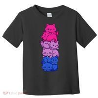 Bi Pride Cat LGBT Bisexual Flag Cute Kawaii Cats Pile Gift Toddler T-Shirt thumb 0