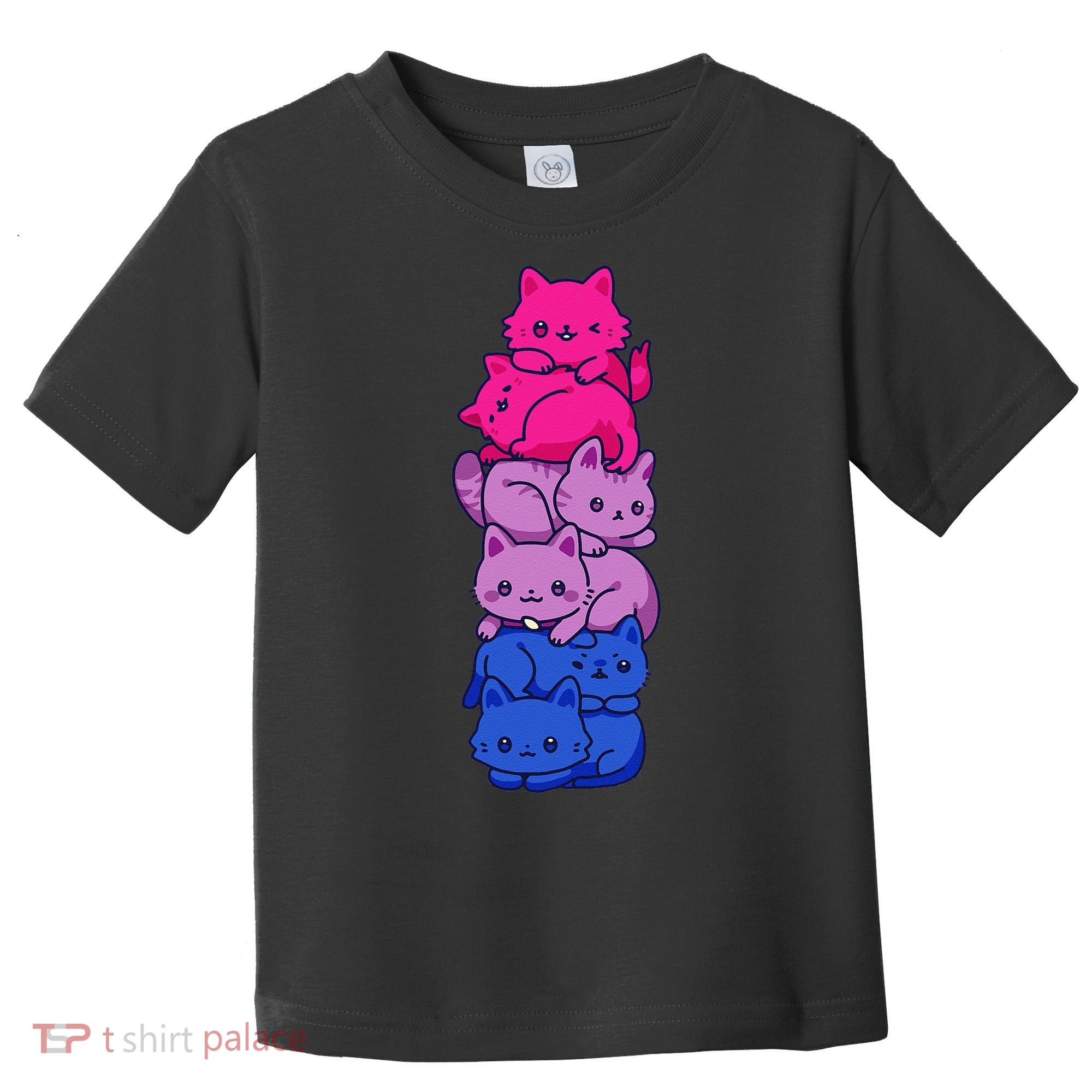 Bi Pride Cat LGBT Bisexual Flag Cute Kawaii Cats Pile Gift Toddler T-Shirt