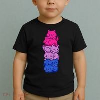 Bi Pride Cat LGBT Bisexual Flag Cute Kawaii Cats Pile Gift Toddler T-Shirt thumb 2