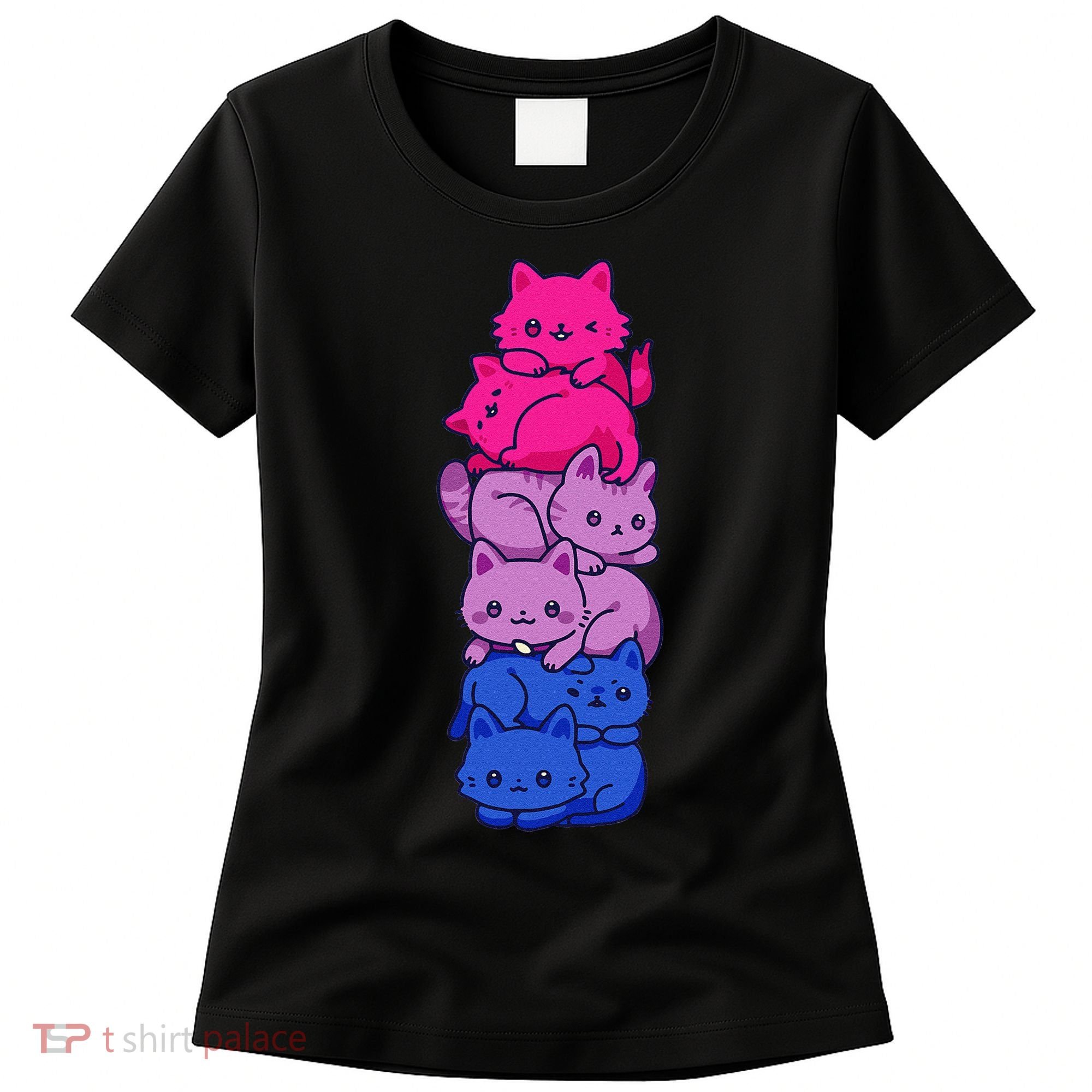 Bi Pride Cat LGBT Bisexual Flag Cute Kawaii Cats Pile Gift Women's T-Shirt