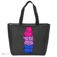 Bi Pride Cat LGBT Bisexual Flag Cute Kawaii Cats Pile Gift Tote Bag thumb 0
