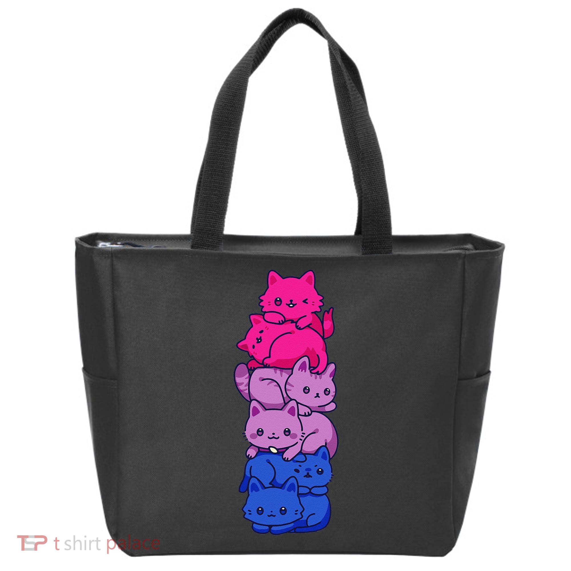 Bi Pride Cat LGBT Bisexual Flag Cute Kawaii Cats Pile Gift Tote Bag